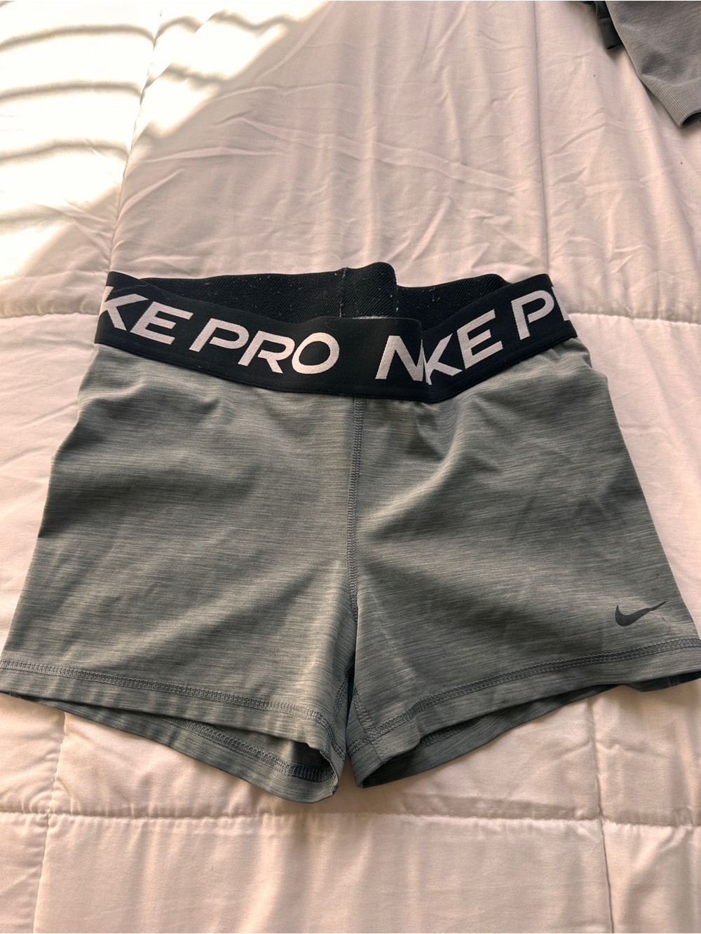 Nike Pro High-Waist Athletic Shorts - Grey